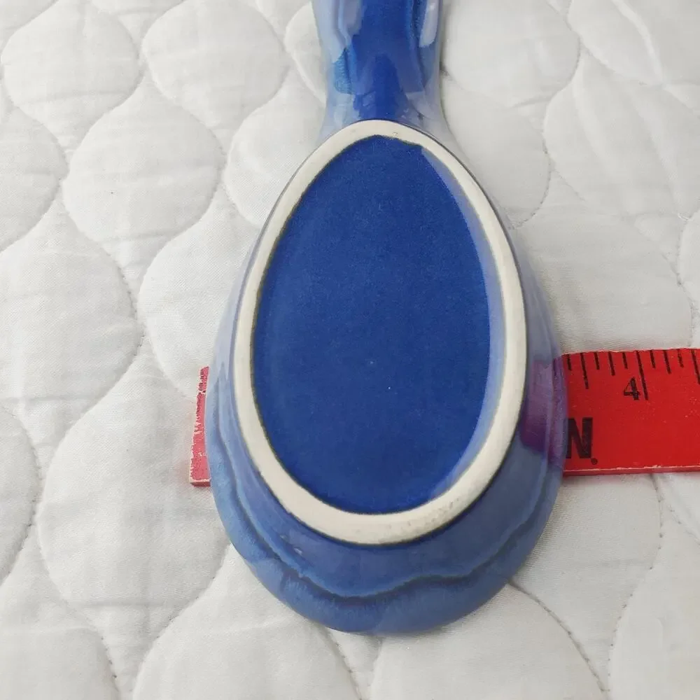 Ceramic Spoon Rest Stovetop Blue Ocean Beach Theme Shiny Collectible Kitchenware